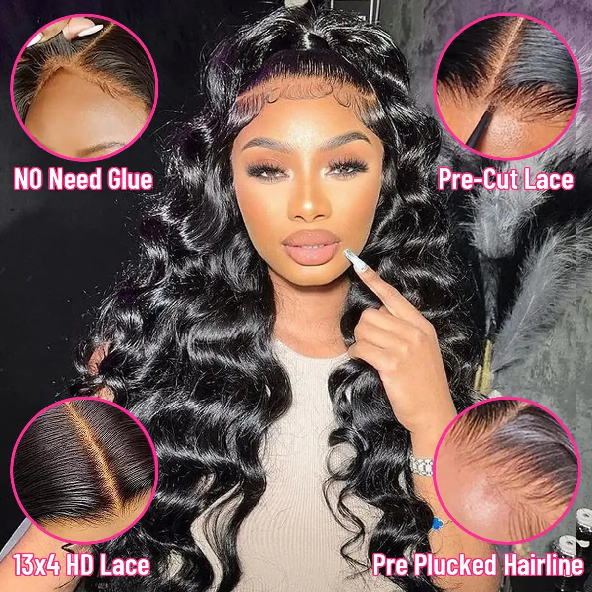 HD Transparent Lace Front Human Hair Wig - Body Wave, Pre-Plucked