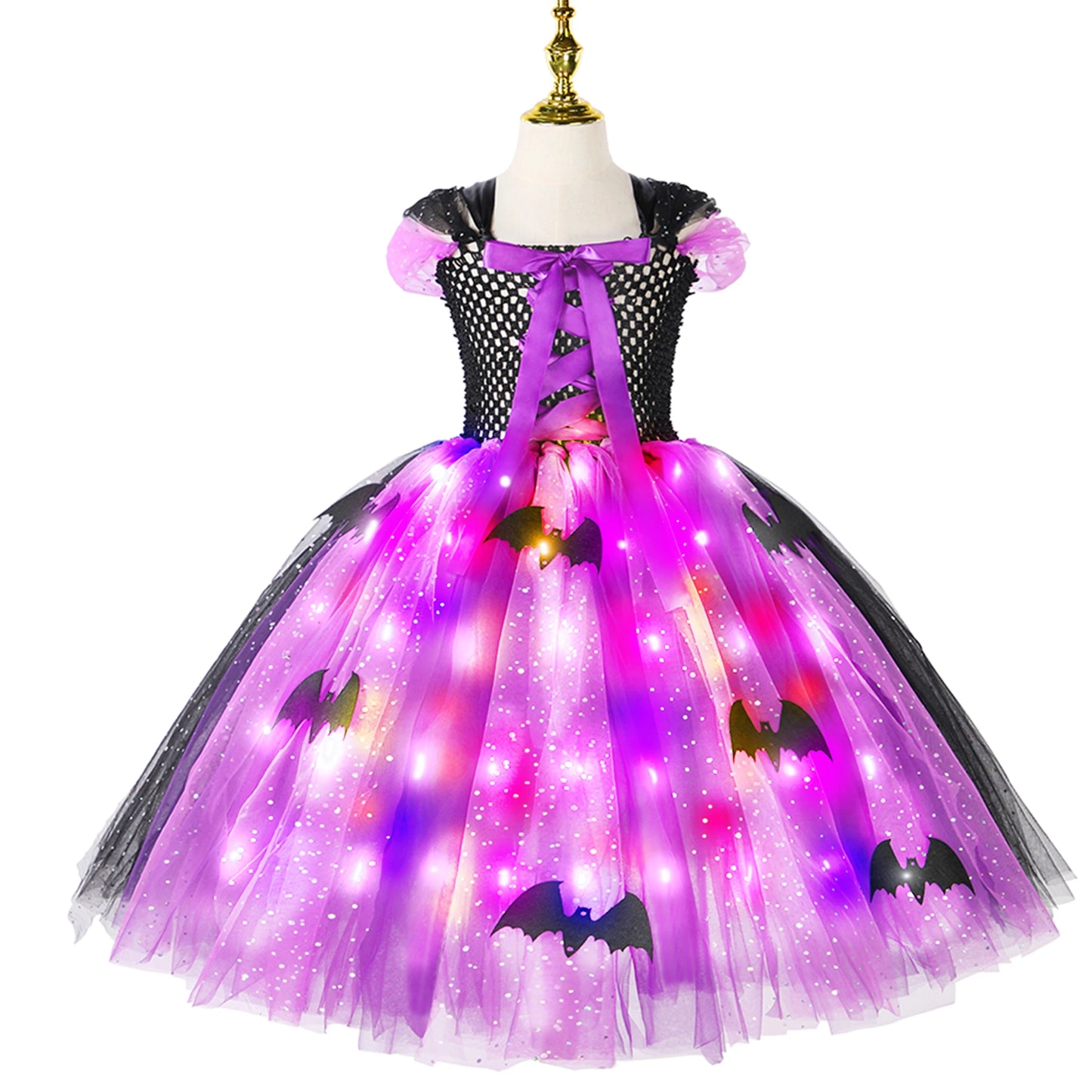 Girls LED Light Up Bat Witch Costume