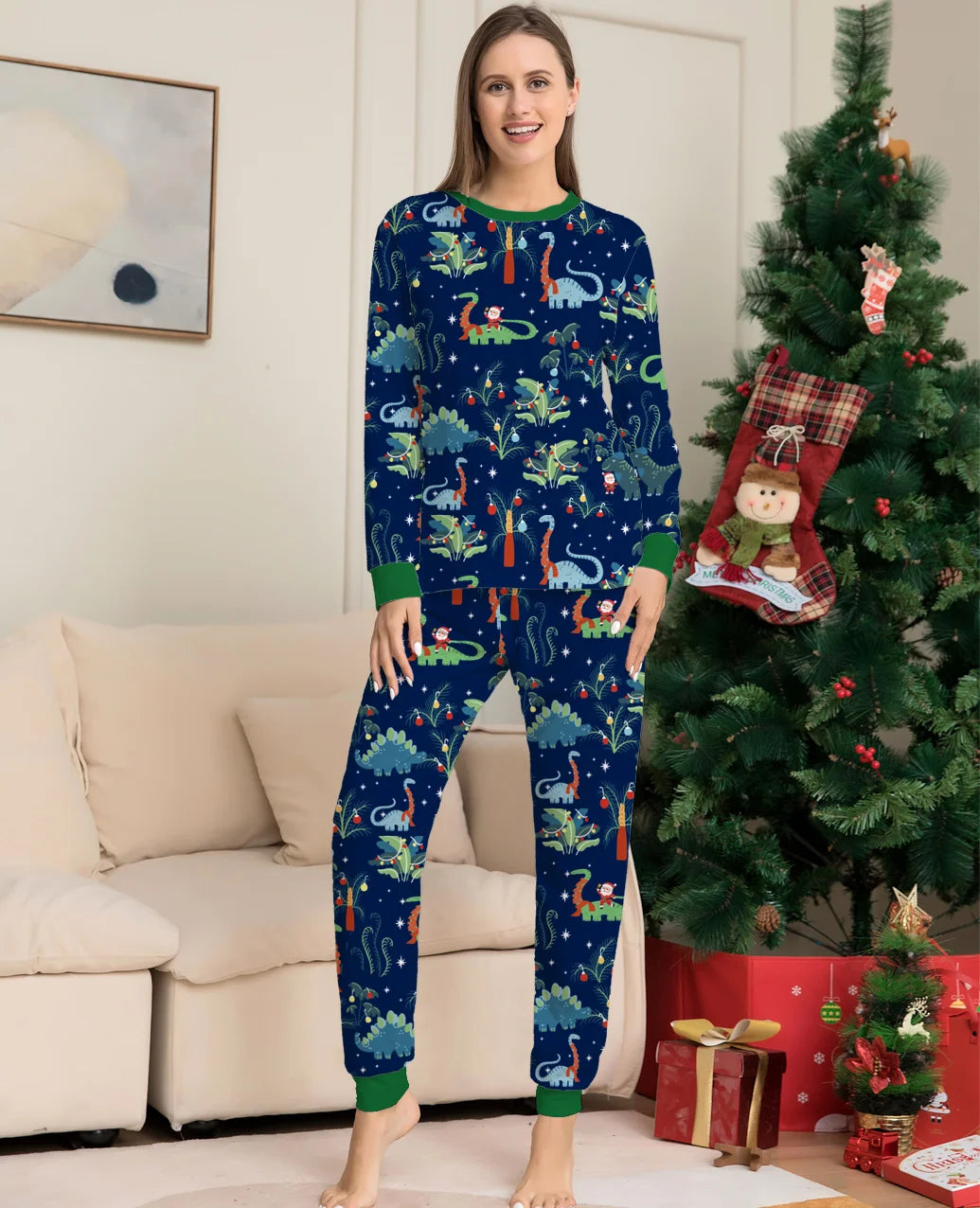 Christmas Dinosaur Matching Pajamas Family Outfits