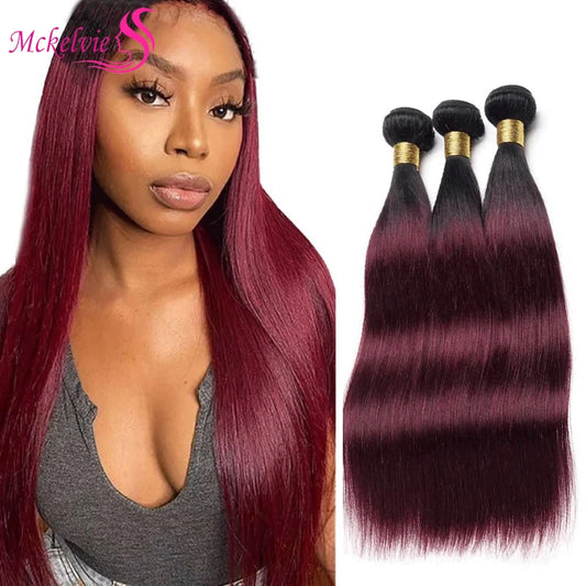 1B/99J Straight Human Hair Ombre Brown Bundles