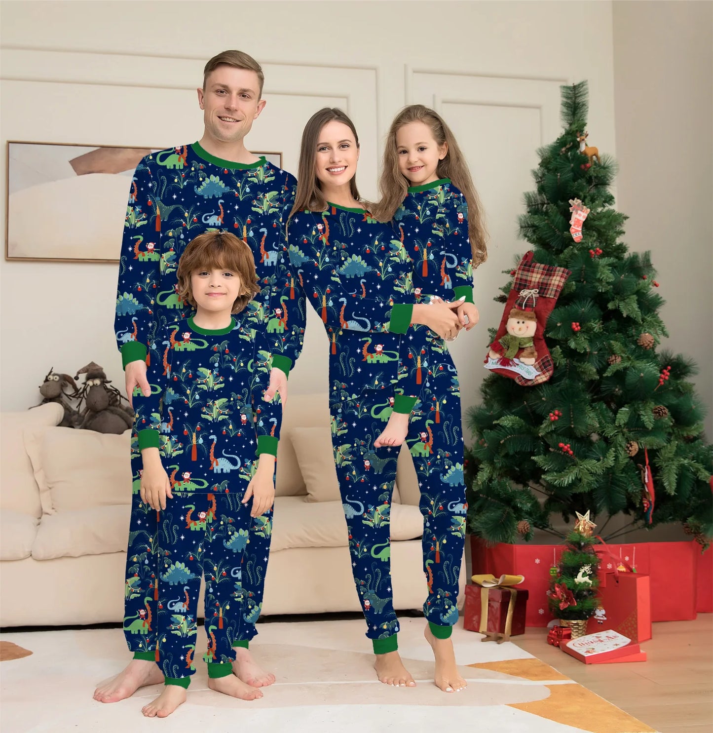 Christmas Dinosaur Matching Pajamas Family Outfits