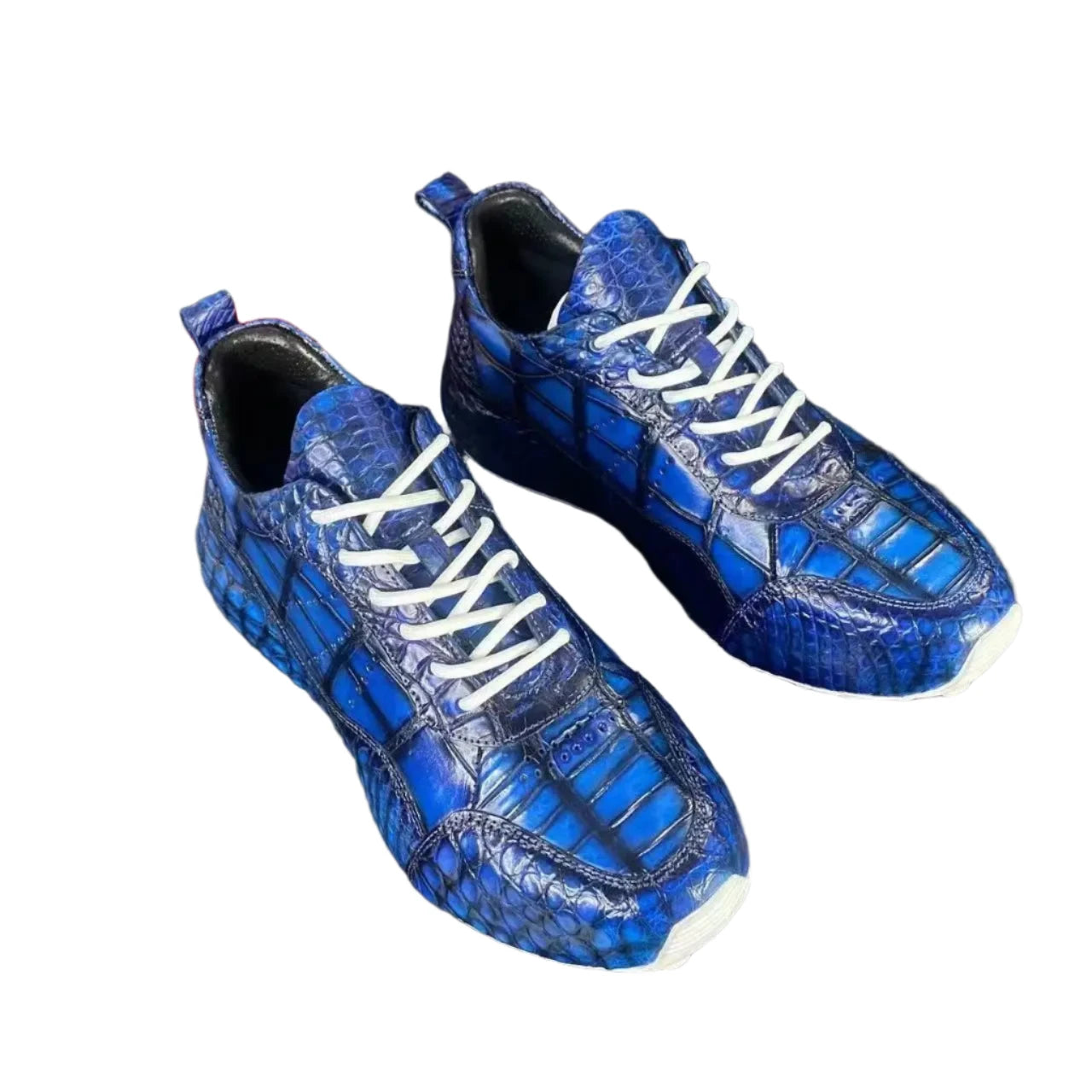 Blue Crocodile Belly Skin Leather Shoes