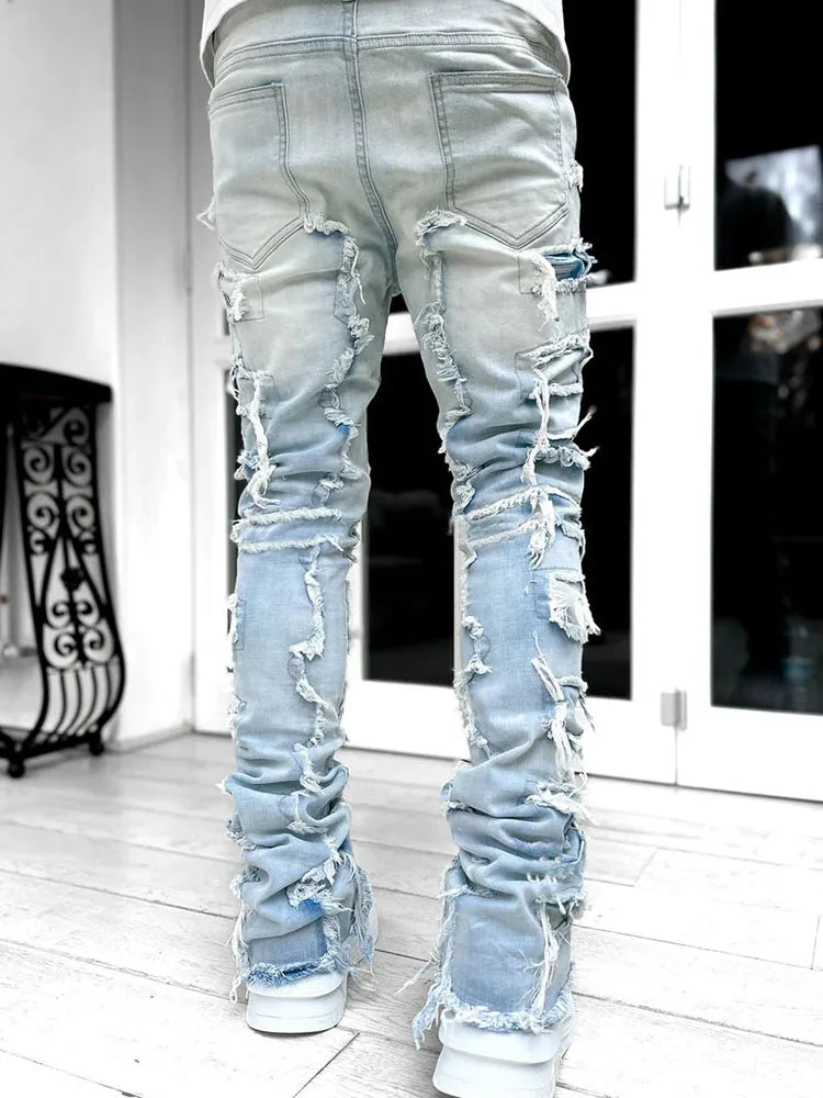 High Street White Men's Stacked Jeans