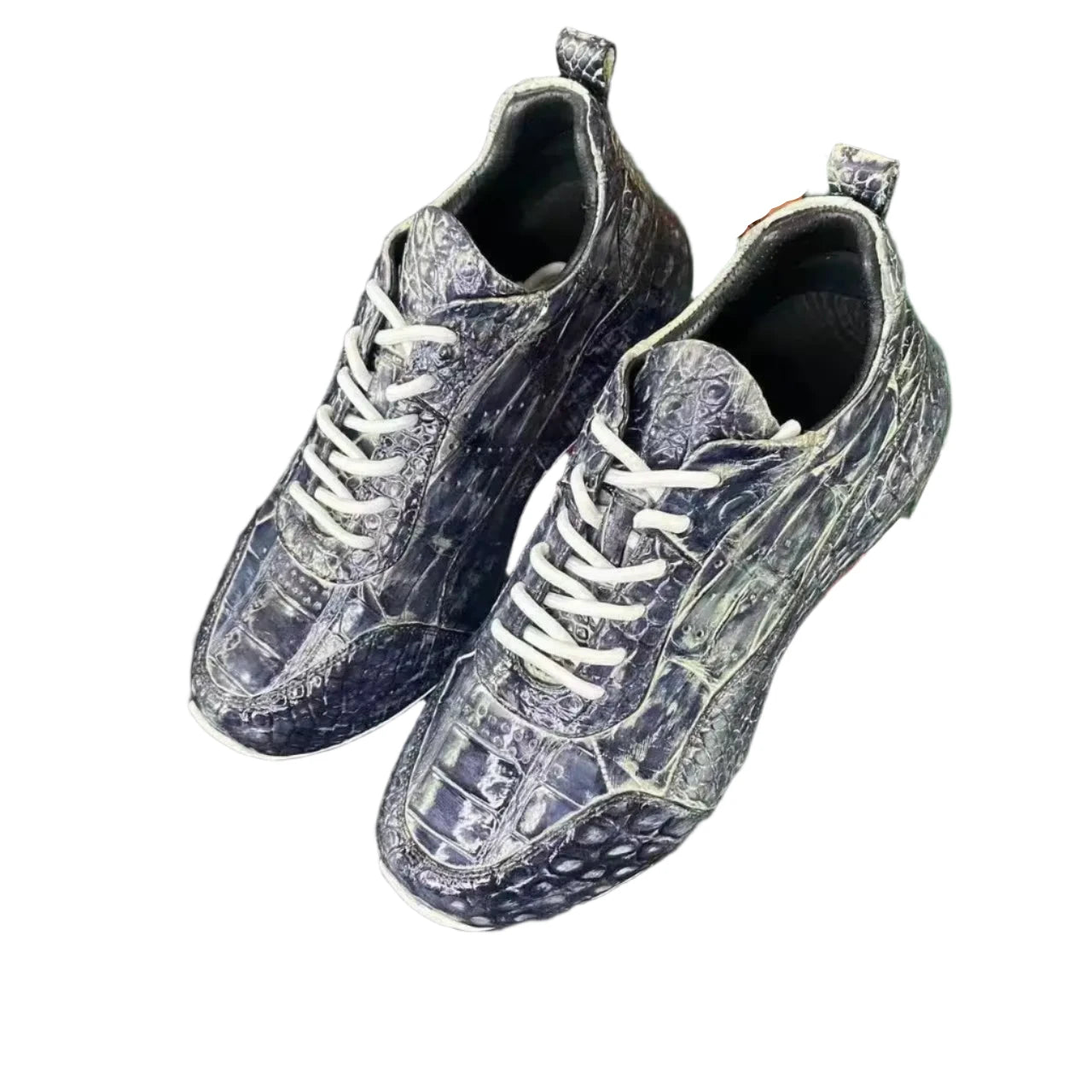 Blue Crocodile Belly Skin Leather Shoes