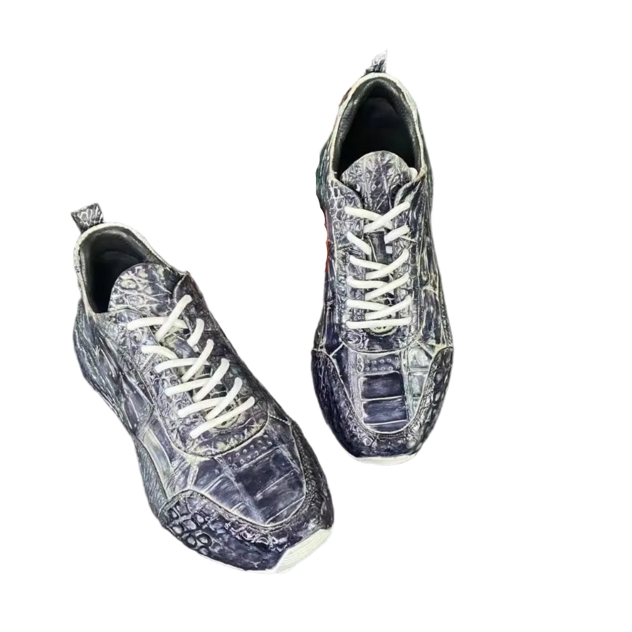 Blue Crocodile Belly Skin Leather Shoes