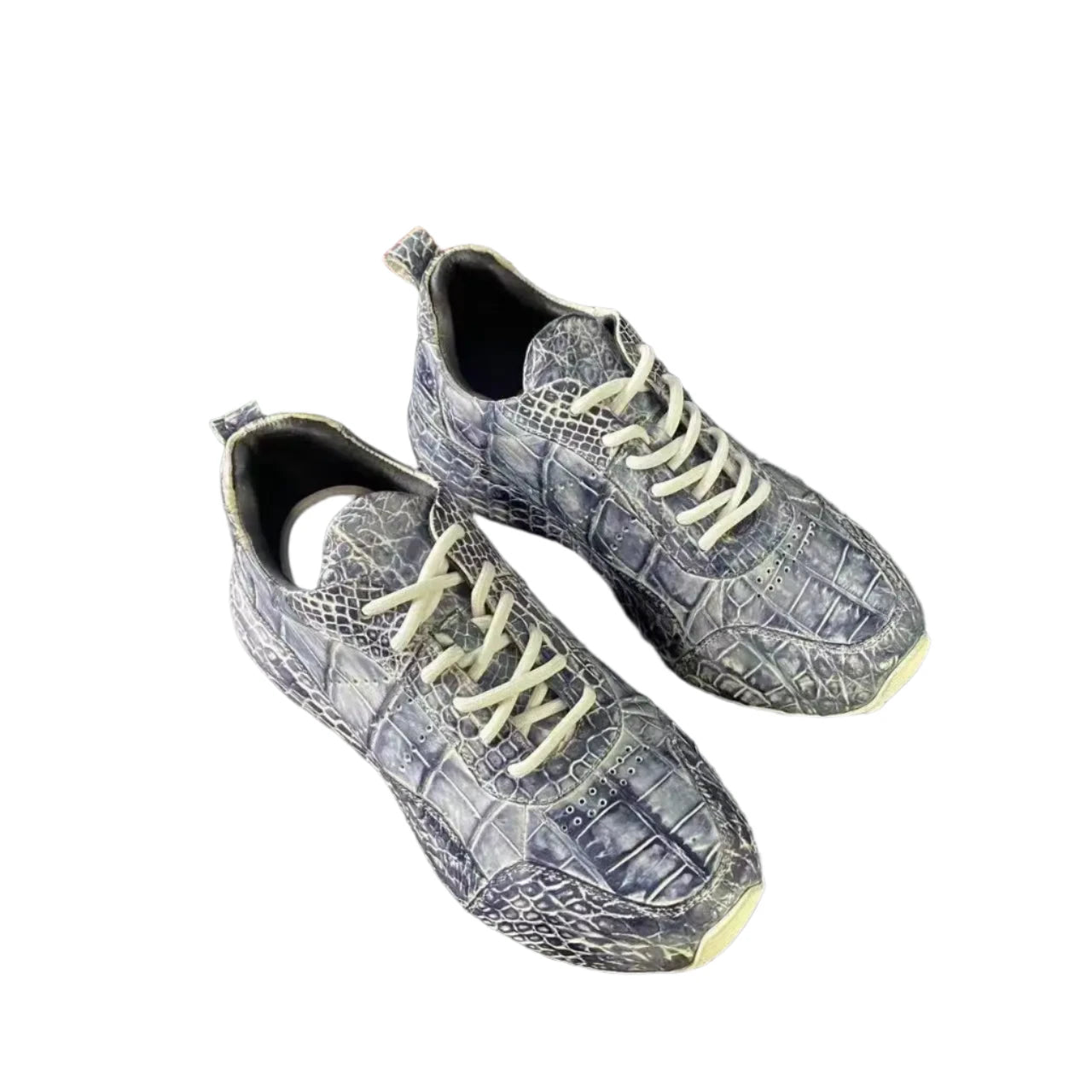 Blue Crocodile Belly Skin Leather Shoes