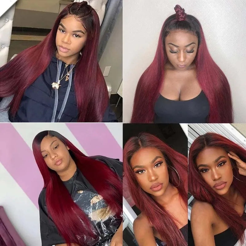 1B/99J Straight Human Hair Ombre Brown Bundles