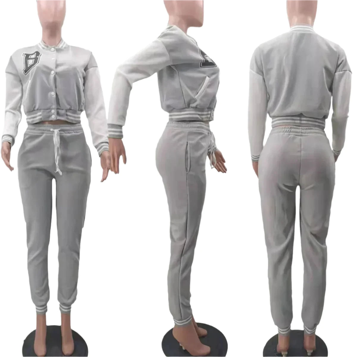 Women's High Waisted Letter 2pc Track Suit