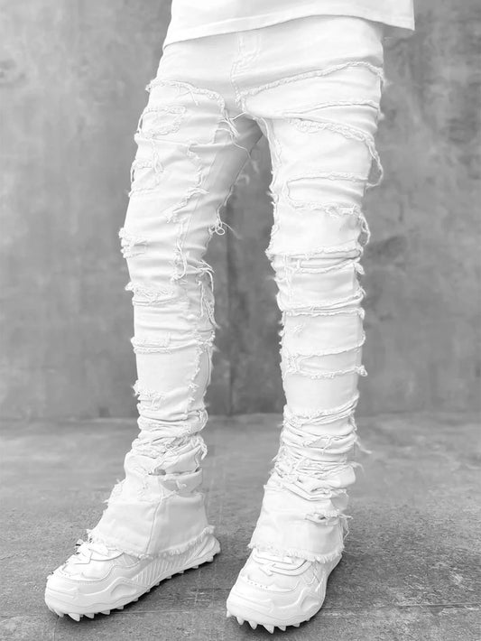 High Street White Men's Stacked Jeans